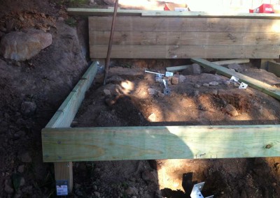 Landscape construction on sloped area