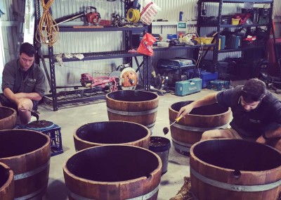 Preparing wine barrels for planting