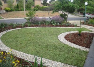 Curved grass and garden