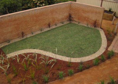 Grass area landscaped