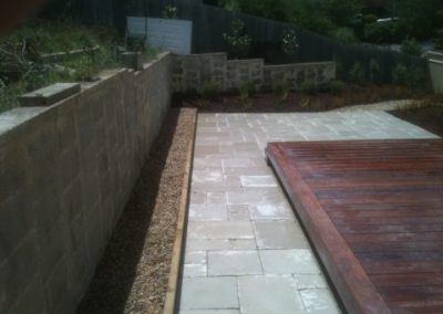 Paved path with raised timber edge